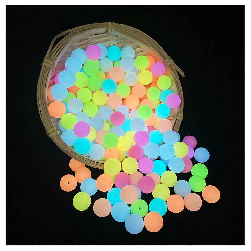 Silicone Luminescente Beads para Bebê, Chupeta Cadeia Acessórios, Safe Teether, Food Grade, Enfermagem Mastigação, BPA Free, 15mm, 20 Pçs/lote