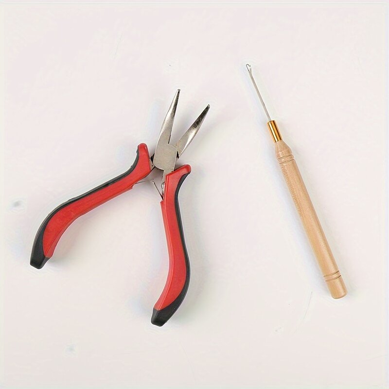 Alicates de piezas + 1 piezas, kit de agujas de ganchillo para instalar extensiones de cabello, Kit de herramientas para peluquería profesional, accesorios de peluquería
