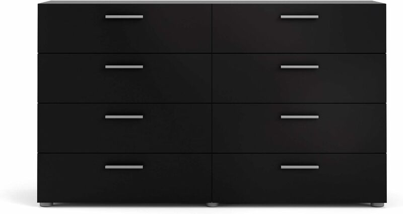 Tvilum 8 Drawer Double Dresser, 15.85" D x 55.12" W x 32.17" H, Black Matte