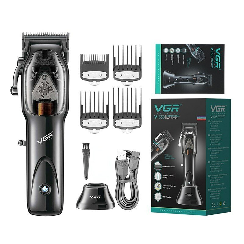 VGR mesin cukur rambut nirkabel, mesin pemotong profesional untuk pria V 653, pemangkas rambut elektrik