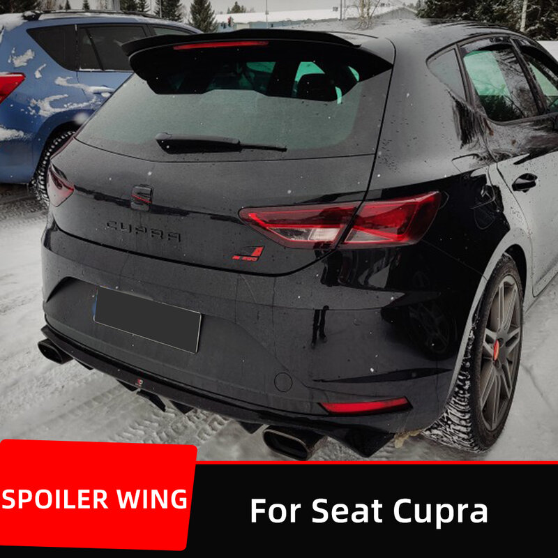 For Seat  Leon Cupra Hatchback R ST FR Rear Roof Trunk Lid Car Spoiler Wings Glossy Black Carbon Universal Exterior Accessories
