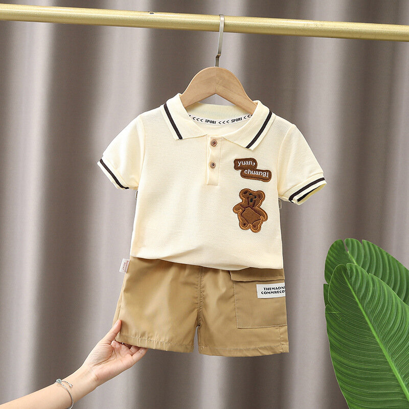 男の子用Tシャツとショートパンツ,夏服セット,かわいい漫画の男の子の衣装セット,幼児用Tシャツパンツ