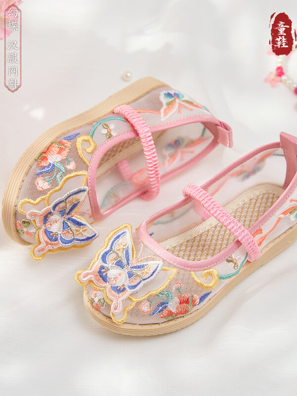 Kinder Han chinesische Kostüms chuhe Sommer atmungsaktive Mesh Mädchen Super Fairy bestickte Schuhe
