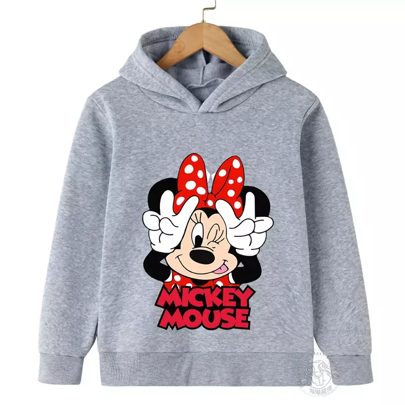 Disney-Sudadera con capucha de Minnie y Mickey para niños, ropa deportiva con estampado de dibujos animados, para primavera y otoño, 2024