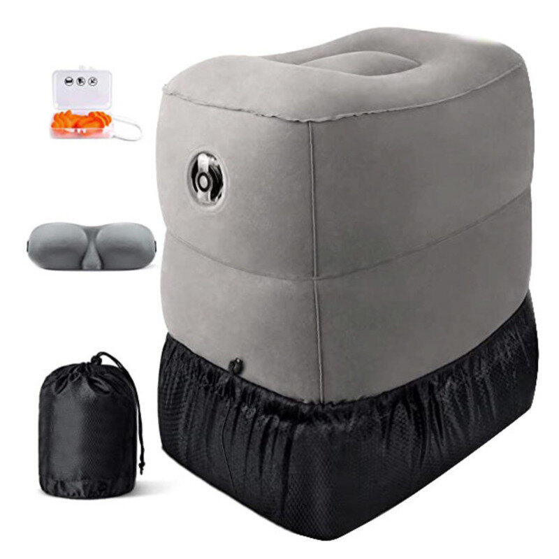 Inflatable Foot Rest สำหรับ Air ที่วางเท้าปรับความสูงฟุต3D ผ้าปิดตา,ปลั๊กอุดหูและกระเป๋าแบบพกพา