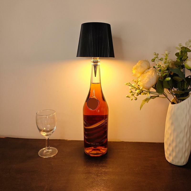 Lampe LED en Forme de Bouteille de Vin, Rechargeable, Commande Tactile, Portable, pour Bureau, 3 Documents