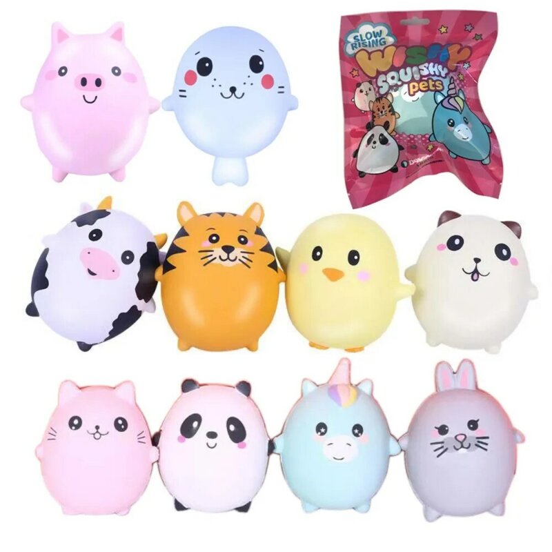 Cute Animal Squeeze Toy Slow Rebound Cow Tiger Cat Decompression Toys Piggy Chick Antistress Cartoon Squeeze Toys Adult Kid
