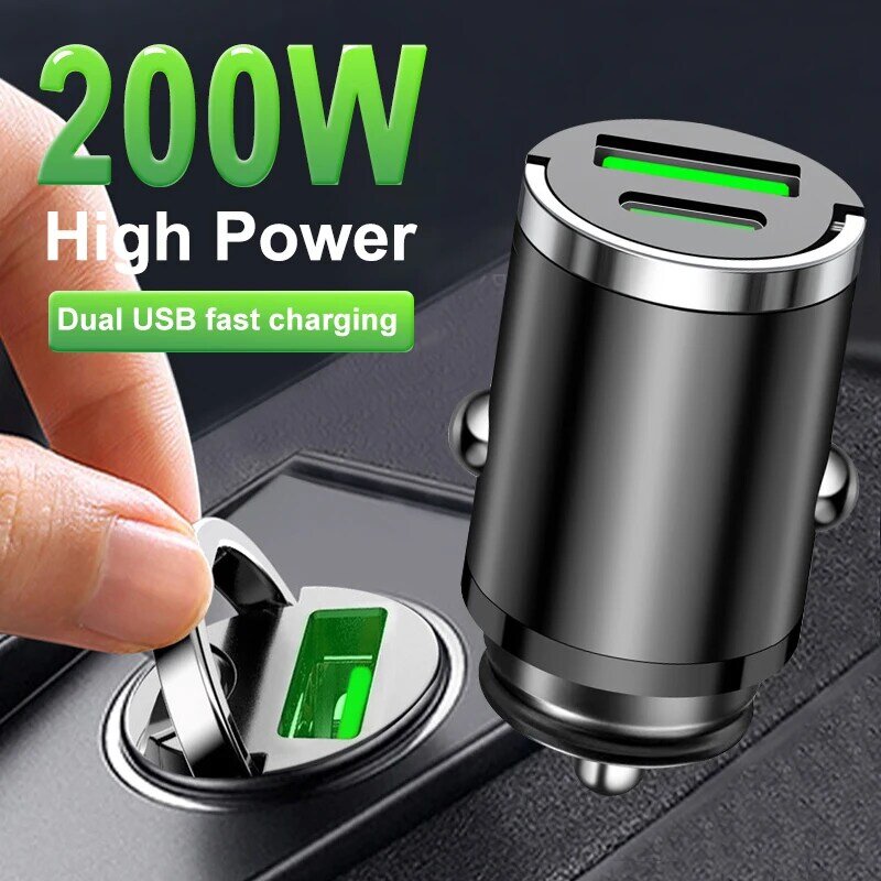 200 Вт автомобильное зарядное устройство для iPhone QC3.0 mini PD USB Type C, быстрая зарядка для Xiaomi Samsung Huawei