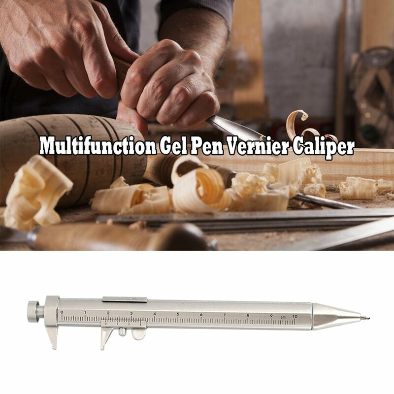 Vernier Caliper Multifunction Gel Ink Pen Roller Ballpoint Pen Stationery Practical Portable 0.5mm Ballpoint Slide Caliper Pen