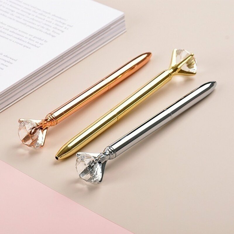 Bolígrafos pequeños y portátiles de lujo, bolígrafo de cristal con diamantes de imitación, papelería elegante, suministros escolares para el hogar y la Oficina