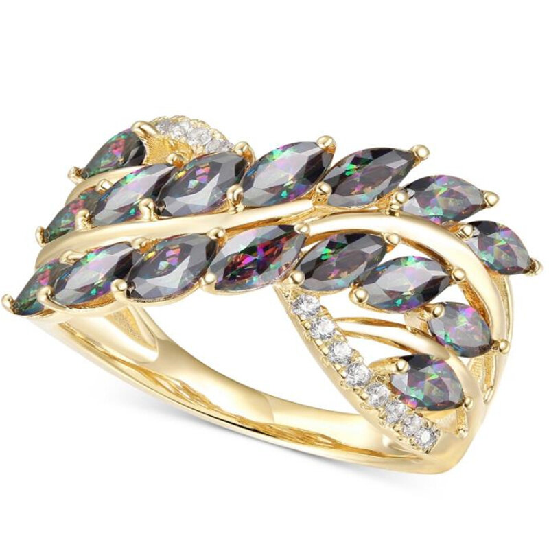 Interlaced ทองน้ำหยดสีขาว Zircon ม้าแหวน,เหมาะสำหรับงานแต่งงานของผู้หญิงเครื่องประดับเครื่องประดับคุณภาพสูง