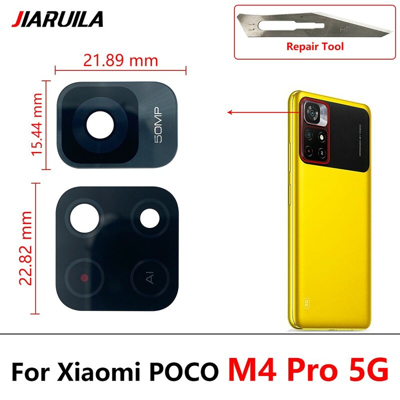 Lensa kaca kamera belakang, lensa kaca kamera belakang dengan lem untuk Xiaomi Poco F1 F2 F3 F4 F5 M3 X3 M4 X4 Pro GT 4G 5G