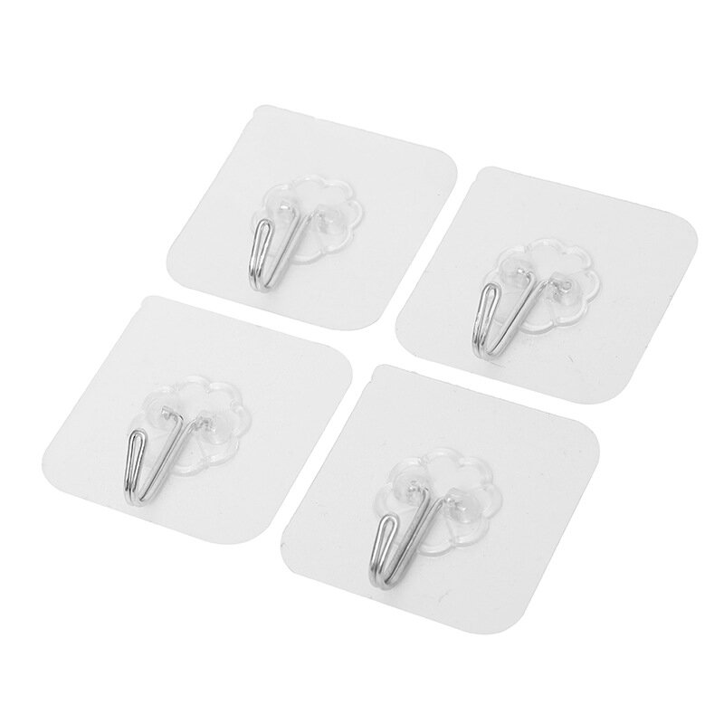 1-10PCS Transparent Stainless Steel Strong Self Adhesive Hooks Key Storage Hanger for Kitchen Bathroom Door Wall Multi-Function