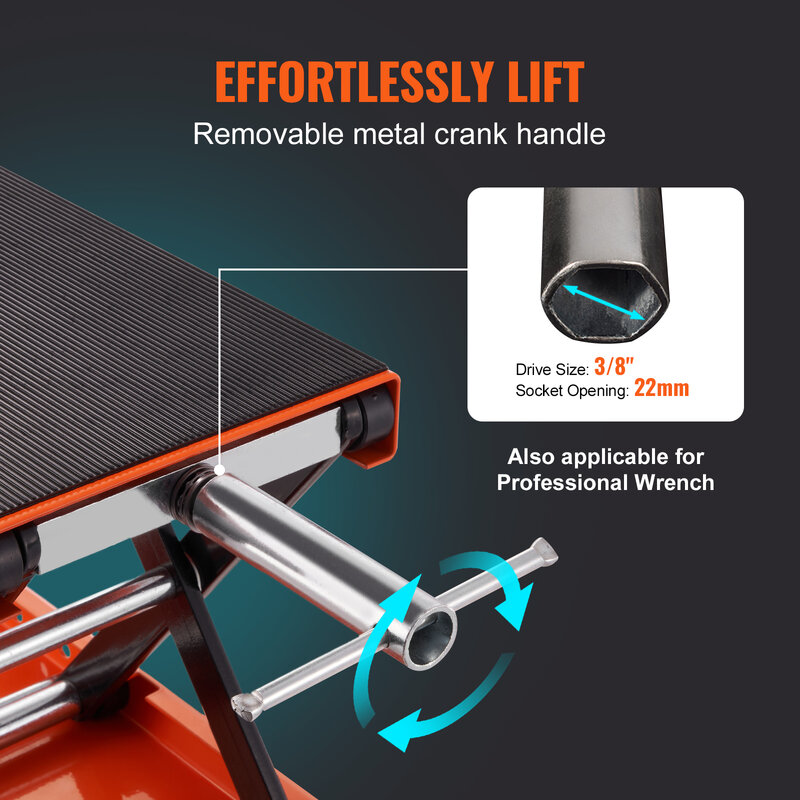 VEVOR Motorcycle Lift 350/1100/1500 LBS Capacity Motorcycle Scissor Lift Jack with Wide Deck & Safety Pin for Bikes Motorcycles