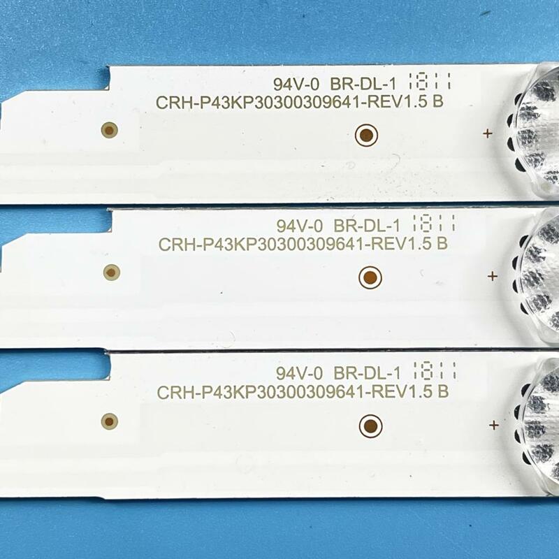 Strip LED 9LED 3 buah/set, untuk LC-43UI7252E Sharp LC-43FG5242E, CRH-P43KP30300309641-REV1.1 BC RF-AJ430S30-0901S-09 LC430EQY-SH M1