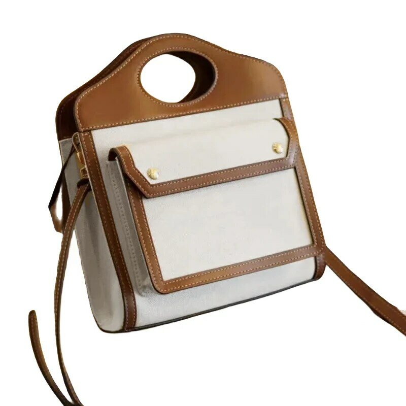 Neue beliebte zweifarbige Leinwand Frauen Einkaufstasche personal isierte Design Handtasche exquisite Vintage