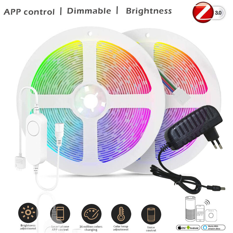 Zigbee 3,0 5050 RGB Led Streifen 60leds/m DC12V Led-leuchten Dimmer Blacklight Wohnkultur Tuya Zigbee Smart für Alexa Smartthings