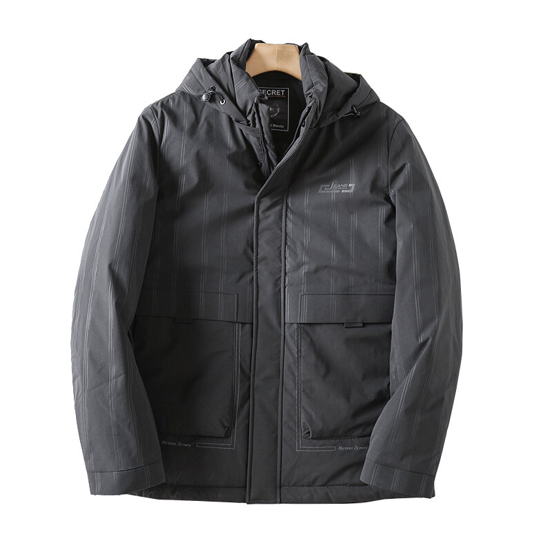 Jaket hoodie pria, pakaian luar longgar tahan angin pria kasual hangat tebal bertudung H461 mode Musim Dingin 2023