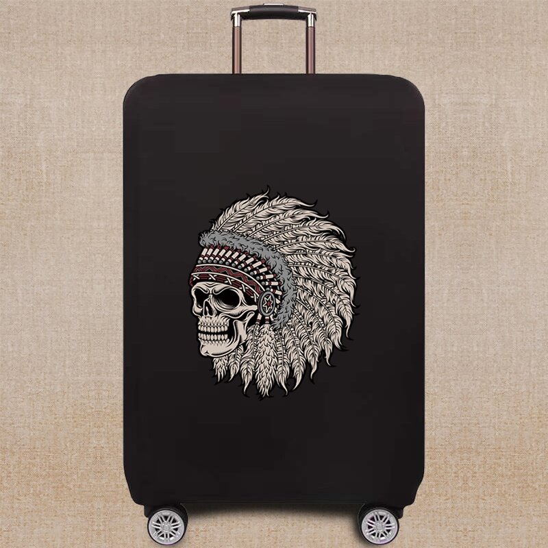 Juste de protection élastique pour bagages de voyage, housse anti-poussière, motif tête de mort, bagages à roulettes, accessoires de voyage, 18 "-32"