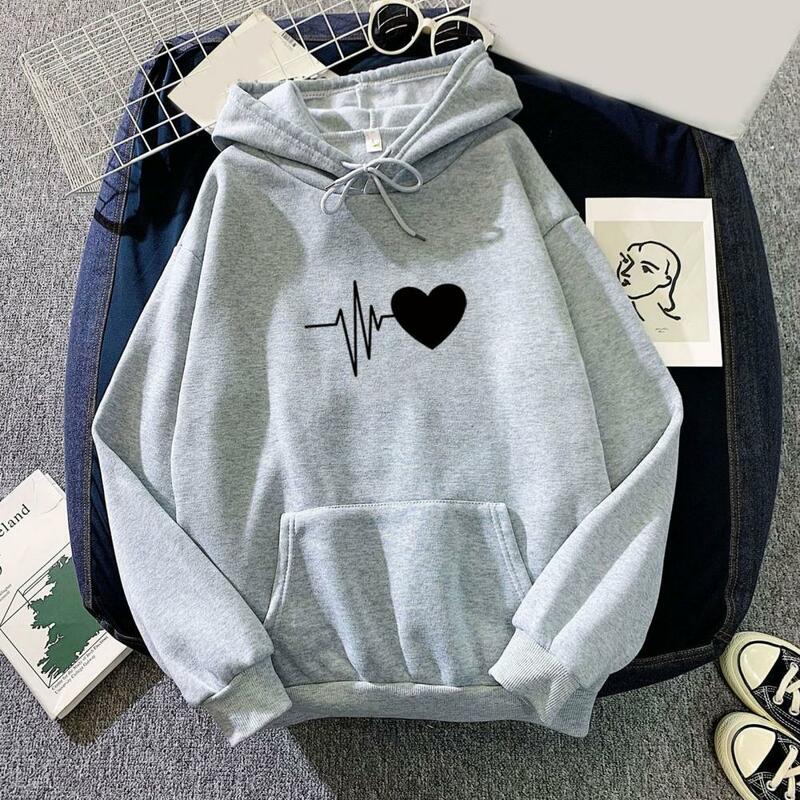 Women's Hoodie Drawstring Warm Pullover Long-sleeved Sports Sweater 2023 Autumn Printed Casual Solid Color Loose Hooded Sweater