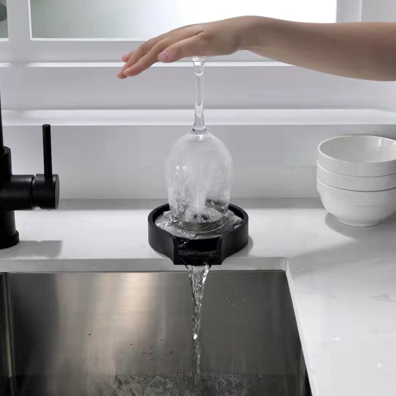 Rondella per bottiglie cromata con sciacquatrice a tazza per rubinetto per sciacquatrice in vetro cromato in acciaio inossidabile per lavelli da cucina