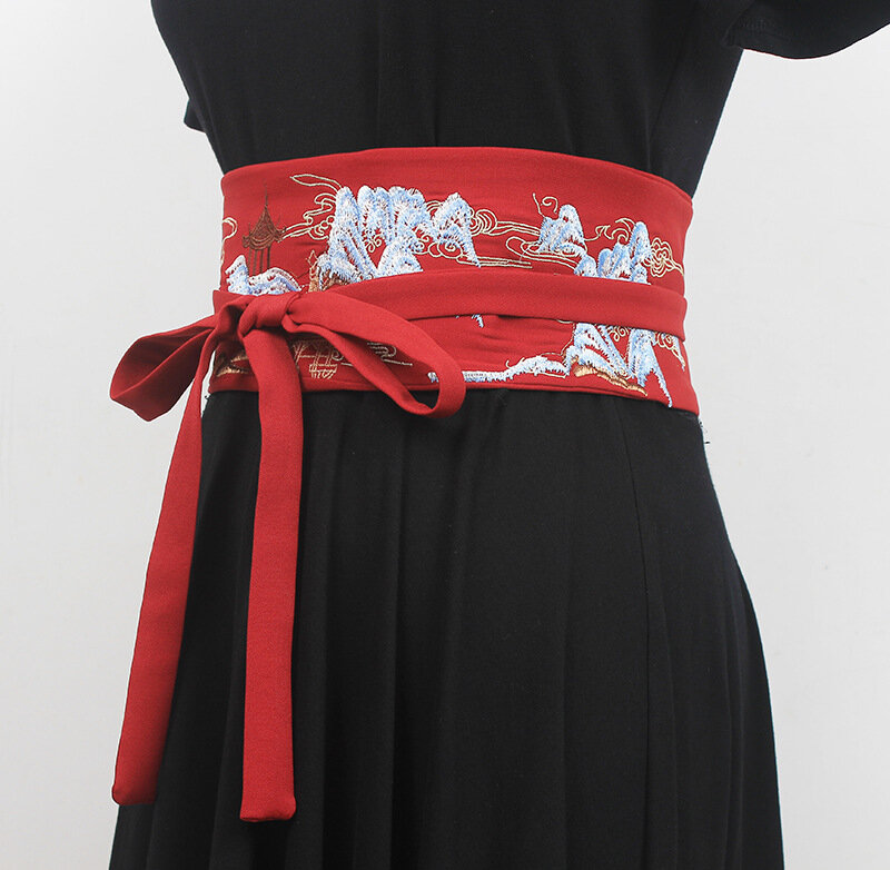 Estilo chinês cinto bordado retro cinto para senhoras cintura all-match decorativo rendas-up requintado acessórios de vestuário
