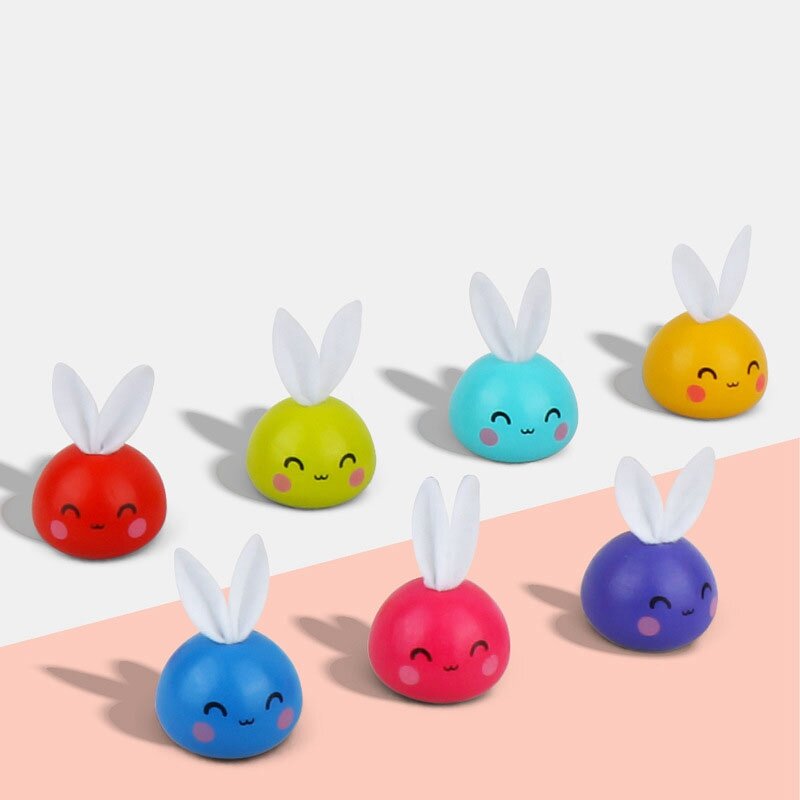 Mainan kayu permainan warna Kelinci jamur mainan pembelajaran edukasi Dini anak hadiah lucu untuk anak-anak