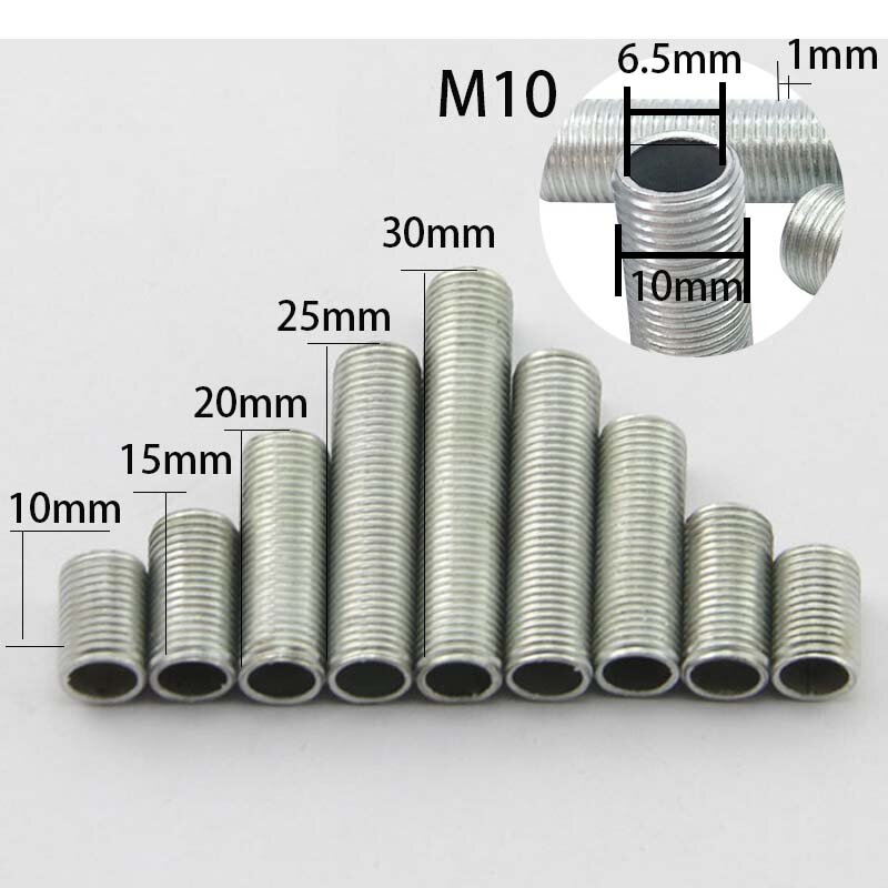Lamp Tooth Tube Metal M10 Hollow Threaded Tube Galvanized Led Lamp Head Link Fixed Base Support Rod Lighting Accessories Screws