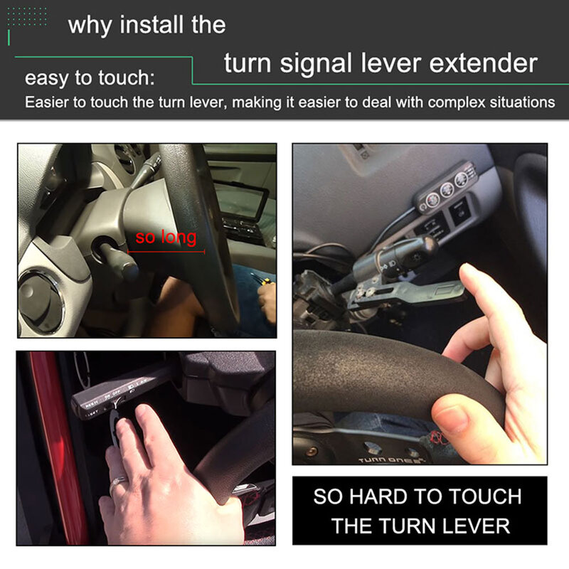 Aluminium Car Turn Signal Lever Extender Steering Wheel Turn Rod Extension Adjustment Position Up Kit Black Red Blue Silver Gold