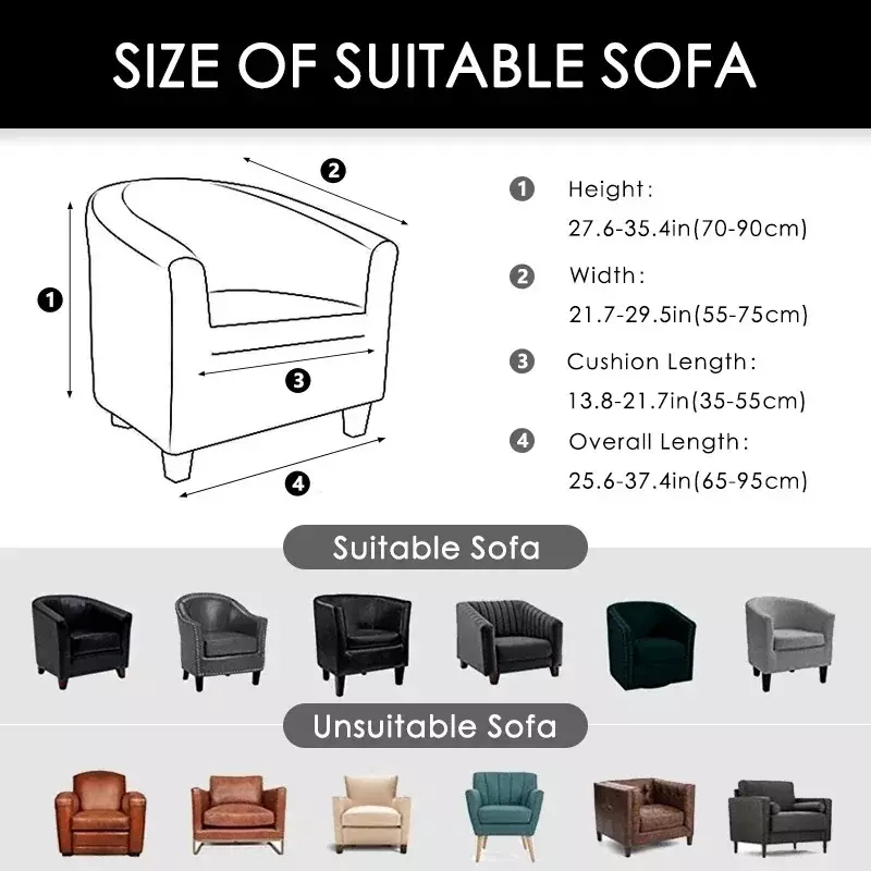Stretch Spandex Club Sofa Cover Elastic Single Tub Chair Covers Relax Solid Color Armchairs Slipcovers Furniture Protector