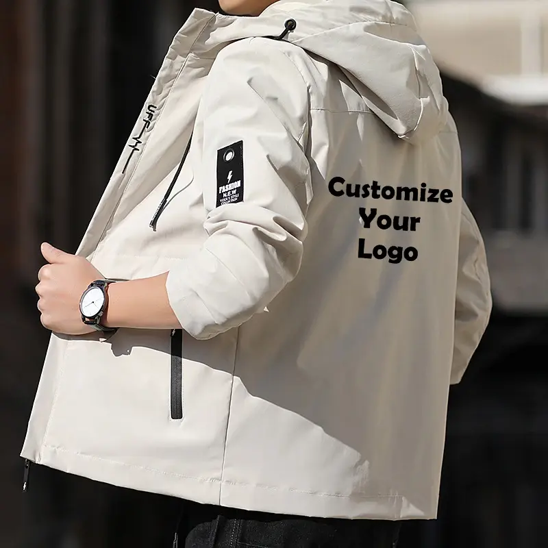 Jaqueta e casaco com zíper masculino, Outdoor carregando roupas casuais, Roupa de rua personalizada, Nova moda, 2024