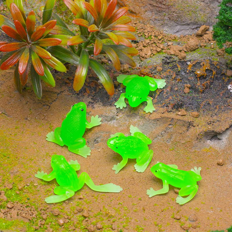 Mainan mandi katak kecil, dekorasi patung hewan mainan kodok plastik 18 buah (gaya campuran)