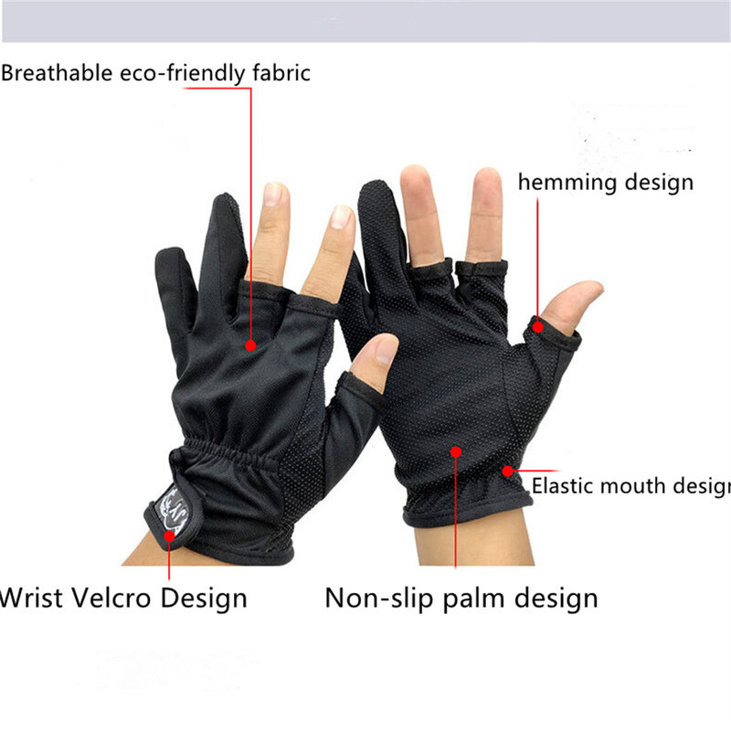 Anti-slip Fishing Gloves Anti-slip Breathable High Elastic Ice Silk Breathable Quick Three-finger Fishing Gloves Outdoor Sports