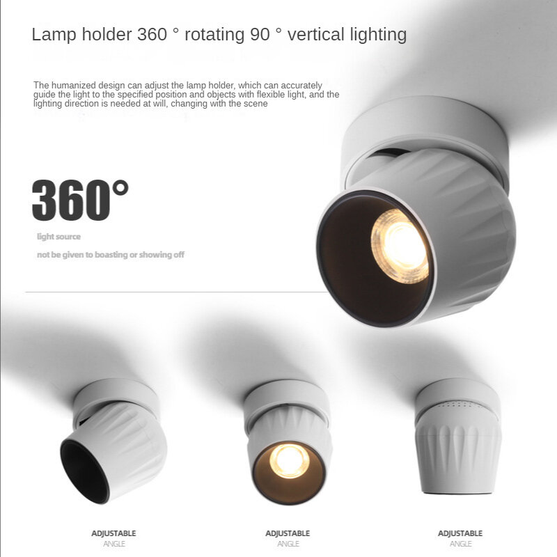 Luz de techo LED COB montada en superficie, foco giratorio de 360 grados, 10W, Blanco cálido, AC85-265V