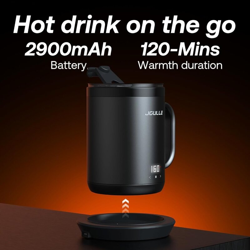 Inteligentny kubek, dotyk i kontrola aplikacji, podgrzewacz do kawy o pojemności 14 uncji z pokrywką, 120 minutowa żywotność baterii