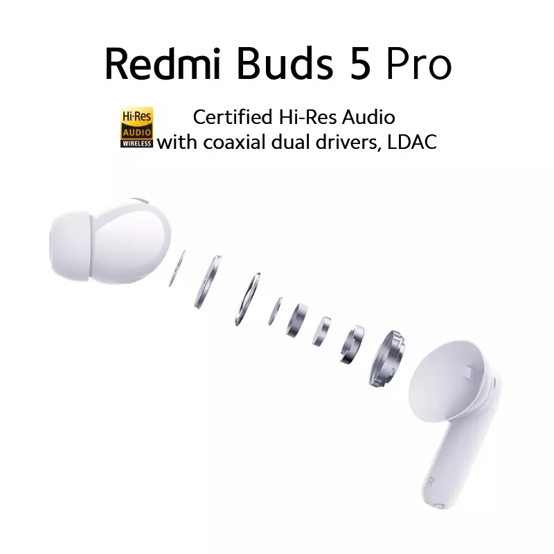 [World Premiere]グローバルバージョンXiaomi Redmi Buds 5 Pro最大52dBアクティブNolseキャンセル38時間ロングバッテリー