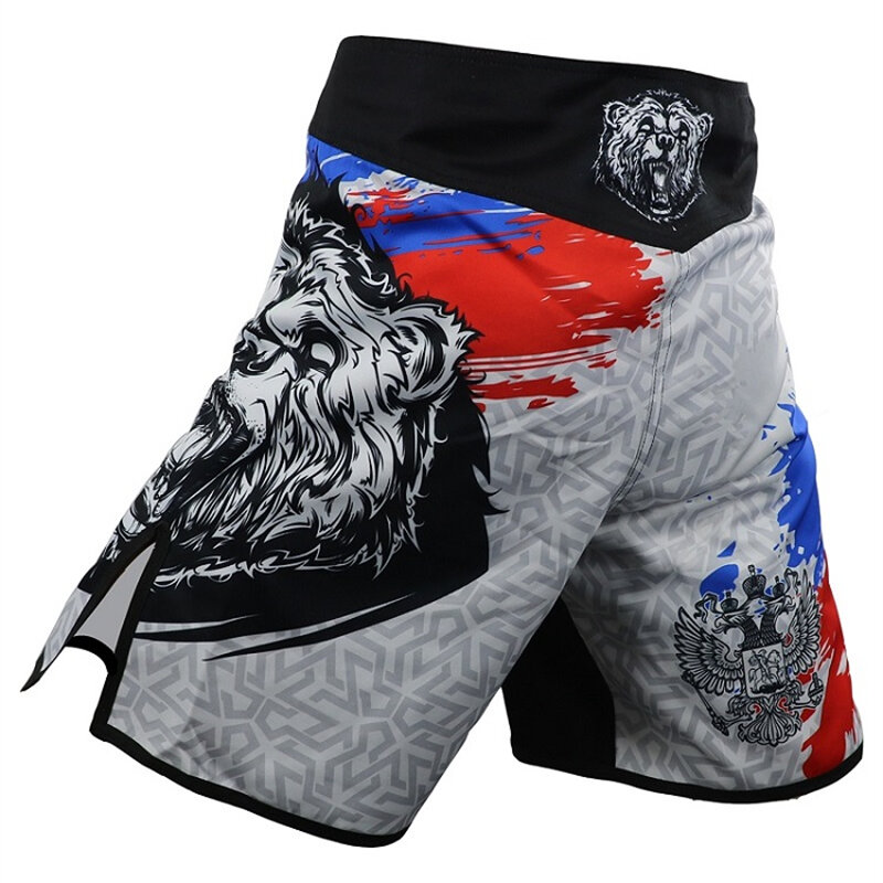 Arfightking-Grey Bear MMA กางเกงขาสั้นและเสื้อยืดสำหรับผู้ชาย, กางเกงมวย BJJ, rashguard, เสื้อซ้อมมวยไทย, ชุดยิม