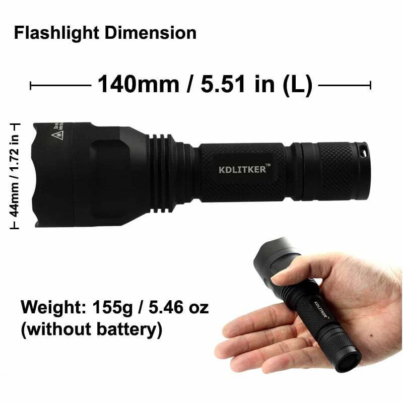 KDLITKER C8.2-Color Red 620nm Blue Green Yellow 800 Lumens Camping Hunting 18650 LED Flashlight