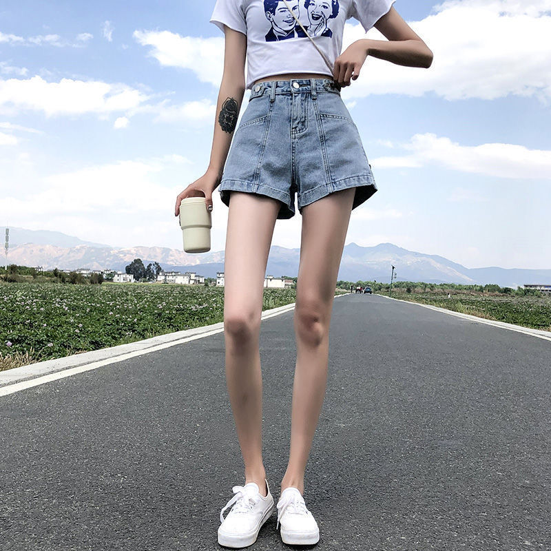 Short Pants for Woman To Wear Jeans Wide Mini Denim Women's Shorts Punk Print Low Price Elasticty Normal Fashion Y2k Harajuku XL