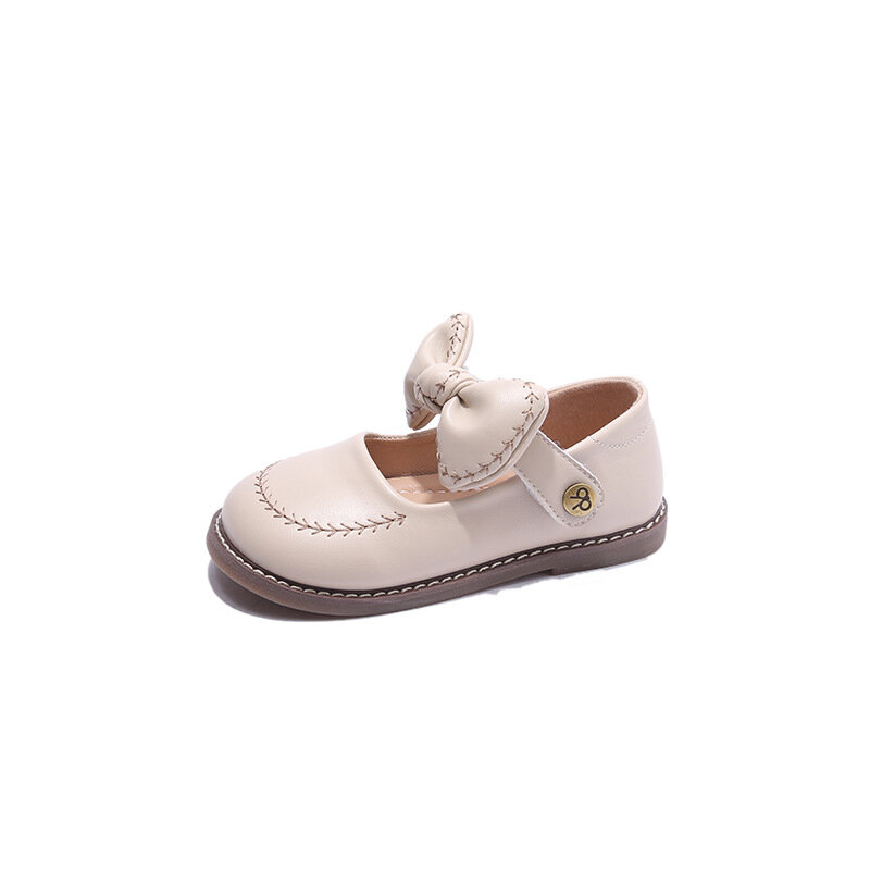 Spring Autumn Girls Leather Shoes with Bow-knot Princess Sweet Cute Soft Comfortable Children Flats Kids Shoes High Quality21-33