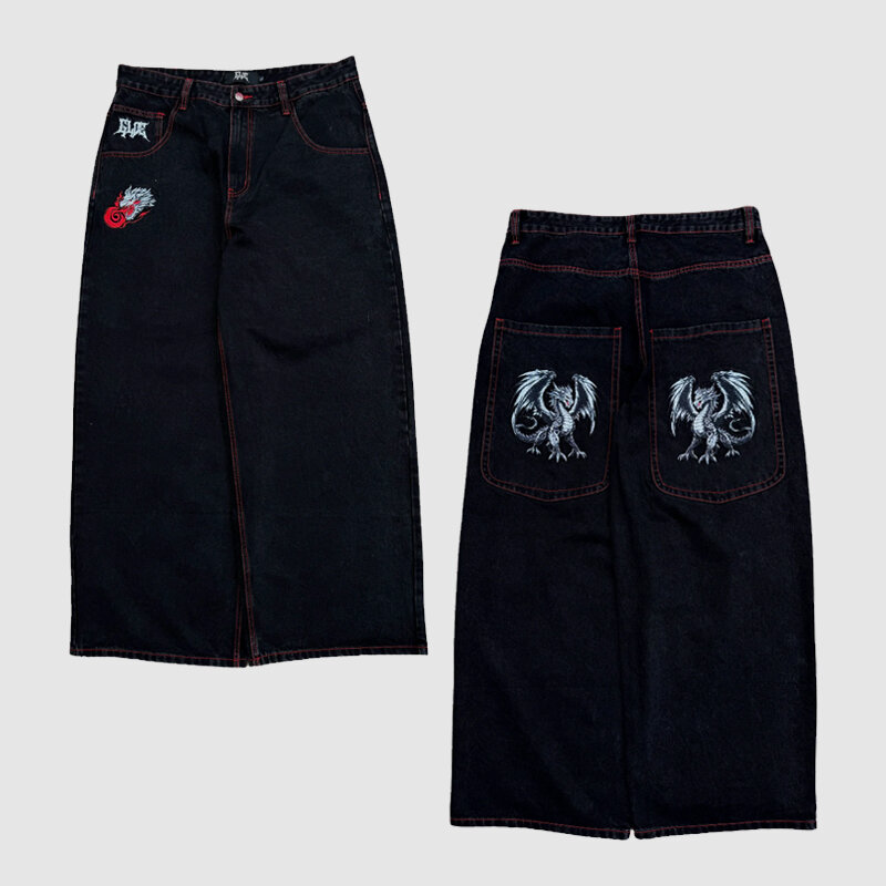 Pantalones vaqueros holgados Harajuku para hombre y mujer, pantalón de chándal Retro gótico con patrón de Calavera, Y2K, High Street, Punk, Hip Hop, Unisex