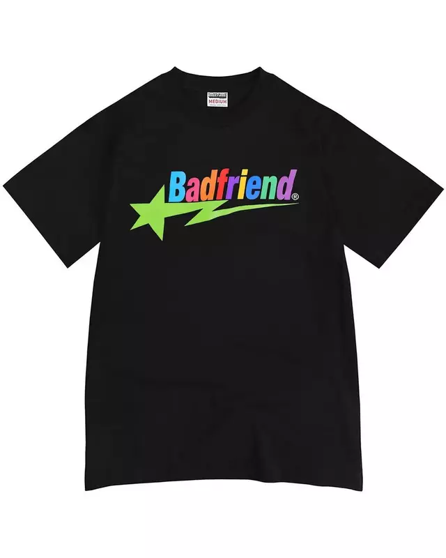 Camiseta feminina oversized t camisa badfriend letras impressão hip hop y2k manga curta tshirt alta qualidade harajuku casual topos novo