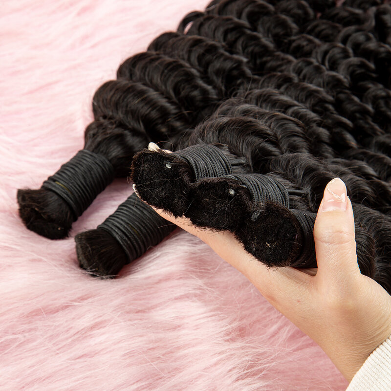 Human Hair Bulk Deep Wave Natural Black Human Hair for Braiding 100% Unprocessed No Weft Deep Curly Vingin Hair Bulk Extensions