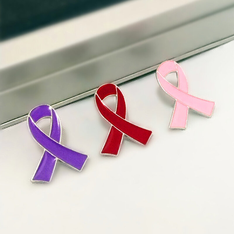 Pin kerah Enamel kesadaran kanker payudara mode Glitter pita merah muda diisi bros wanita pin grosir acara amal