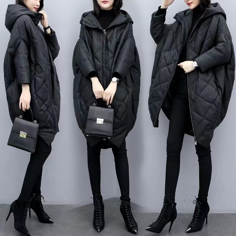 Manteau en duvet de canard pour femme, parka à capuche coupe-vent, veste épaisse, pardessus long femme, cuir PU noir, blanc, hiver, nouveau, 2024