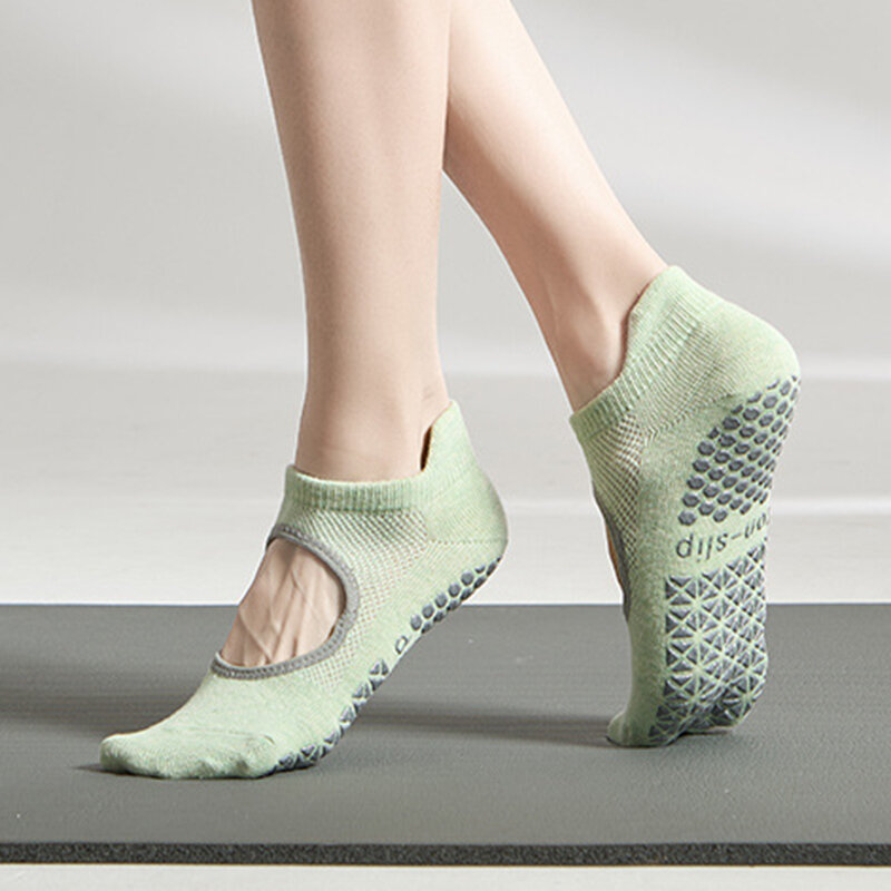 Chaussettes de yoga en silicone pour femme, chaussette à la cheville basse, non ald, pilates grip