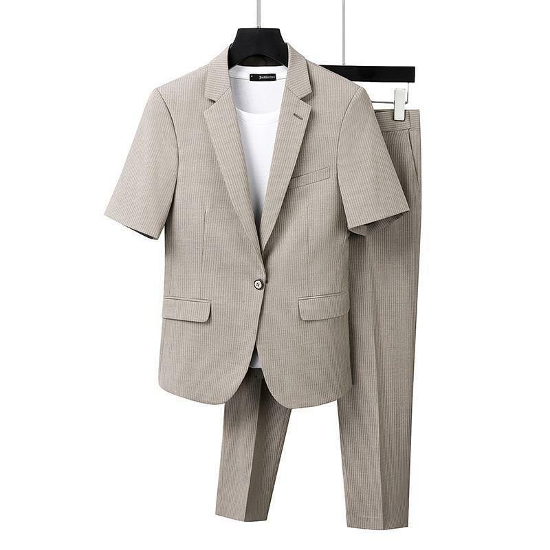 LH082 Men's summer thin Korean style slim striped suit