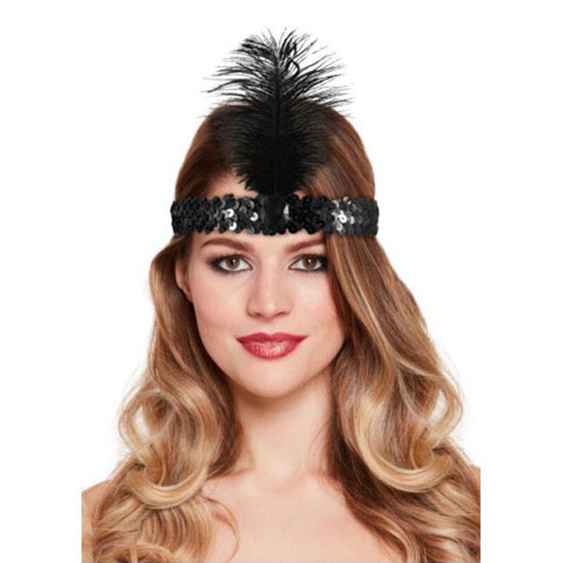 Charleston Feder Stirnbänder Flapper Pailletten Kleid Zubehör Kostüm Haarband Kopfschmuck Frauen Damen Fashion Party Schmuck Neue