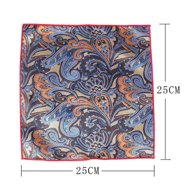 Носовой платок мужской, квадратный, с цветочным принтом, 25x25 см