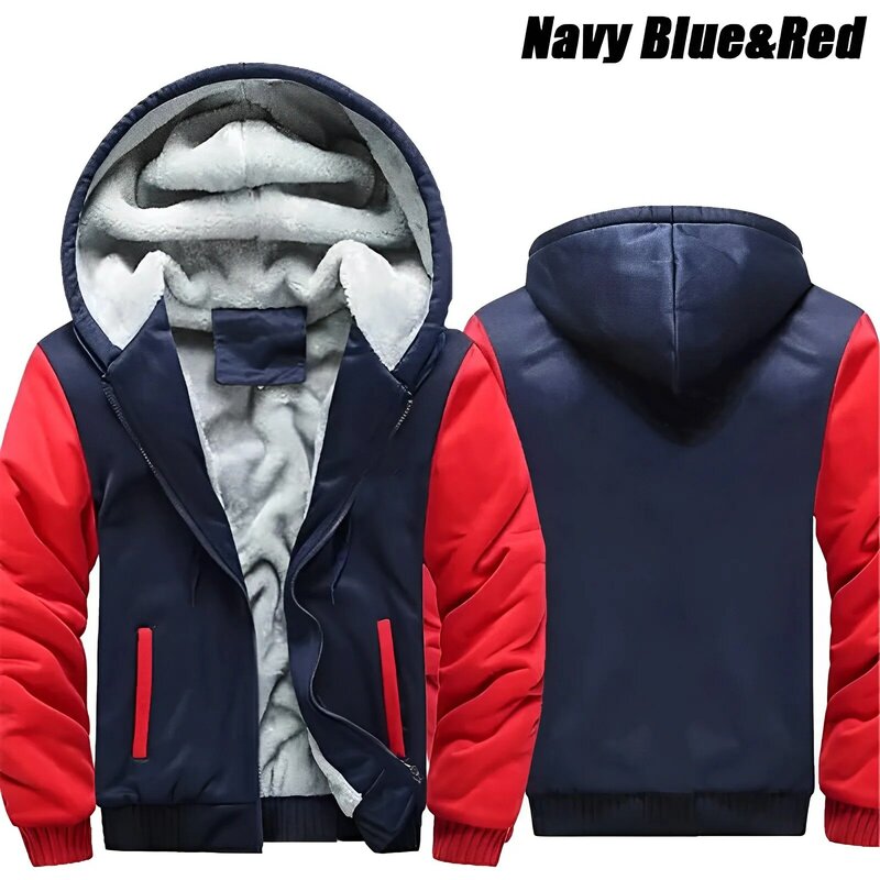 New Men's Jackets Coat Outdoors Fleece Warm Thicken Zipper Jackets Winter Hooded Coats